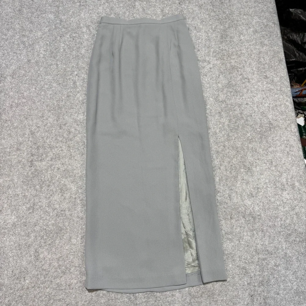 Adrianna Papell Occasions Sage Grey Maxi Skirt Side Slit Formal Evening 8P